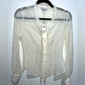 New with tags ivory polka dot sheer Express blouse